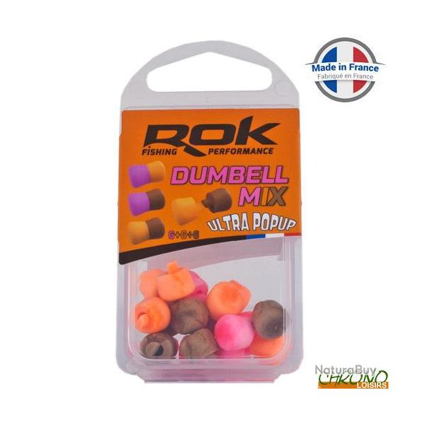 Dumbell Rok Mix Flottant 9mm Rose + Marron + Orange (par 18)