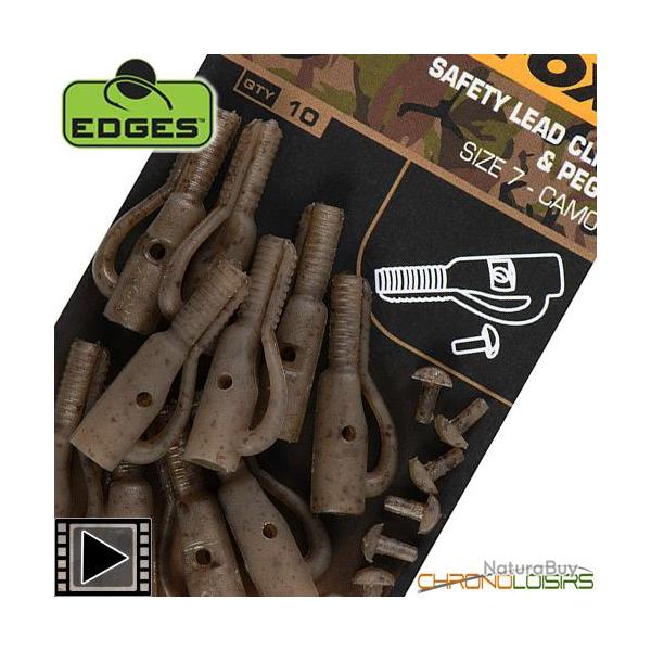 Clip Plomb Fox Edges Camo Safety Lead Clip & Pegs T.7 (par 10)