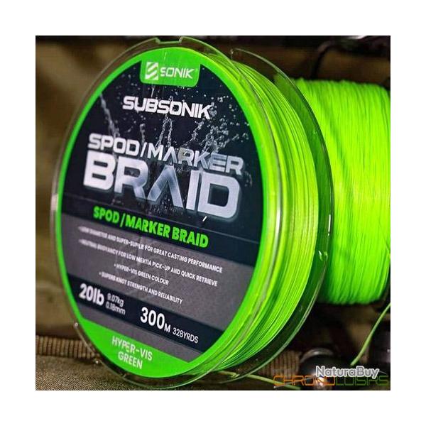 Tresse Sonik Subsonik Spod/Marker Green 0.18mm 300m