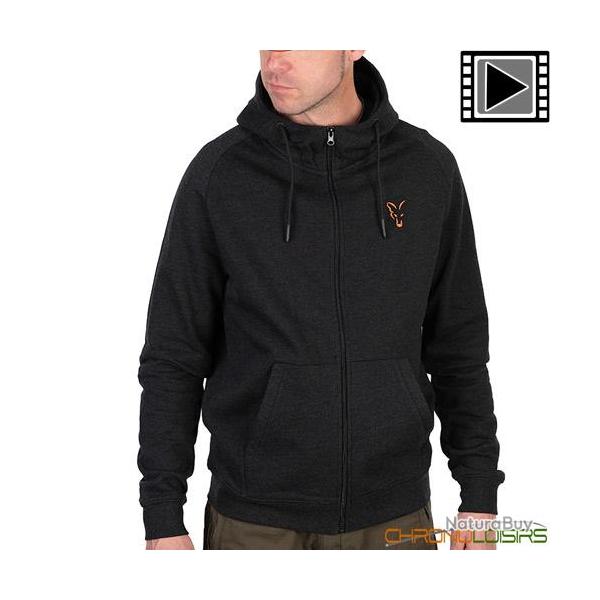 Sweat Zipp Fox LW Hoody Black Orange