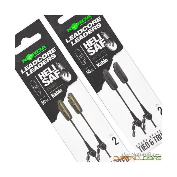 Montage Korda Kable Leadcore Leader Heli Safe 50cm (par 2) Weed Silt