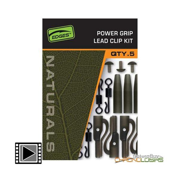 Kit Montage Fox Edges Naturals Power Grip Lead Clip Kit (par 5)