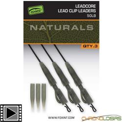 Montage Fox Naturals Leadcore Power Grip Lead clip Leaders 50lbs (par 3)