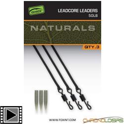 Montage Fox Naturals Leadcore Leaders 50lbs (par 3)