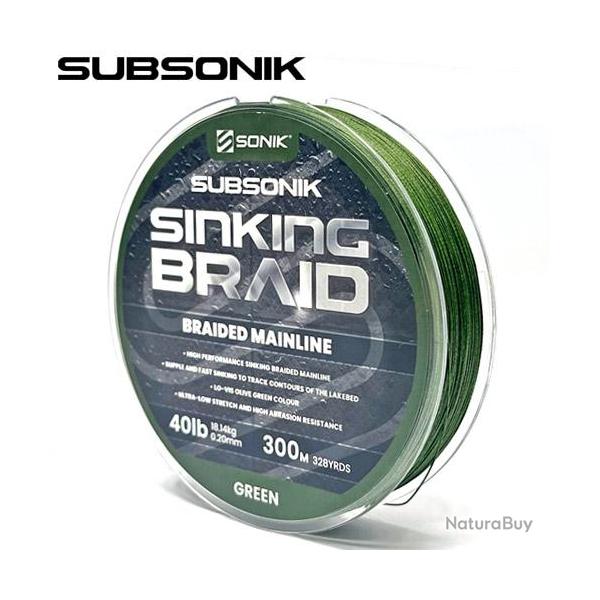 Tresse Sonik Subsonik Sinking Braid 300m 0.20mm 40lbs