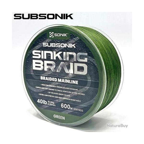 Tresse Sonik Subsonik Sinking Braid 600m 0.20mm 40lbs