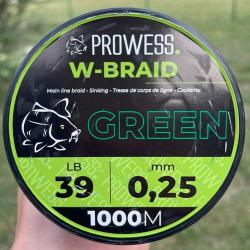 Tresse Prowess W-Braid Coulante Verte 1000m 0.25mm