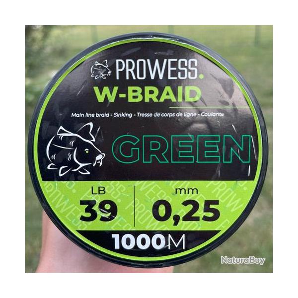 Tresse Prowess W-Braid Coulante Verte 1000m 0.25mm