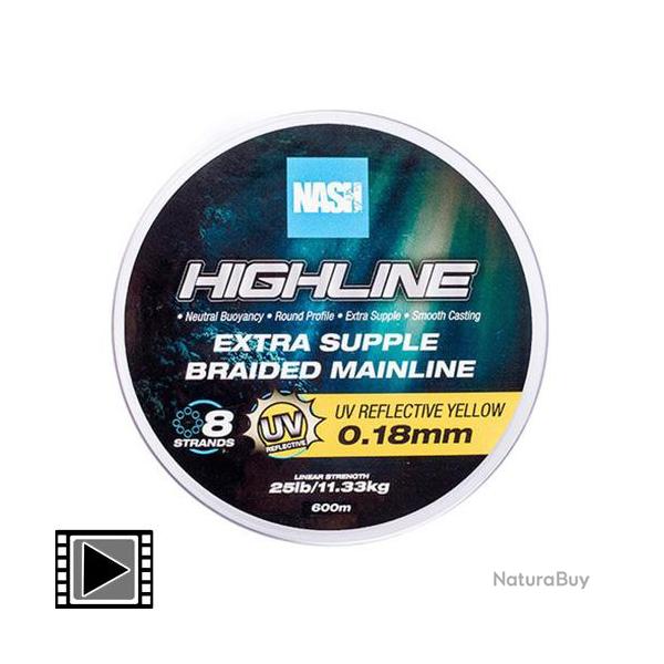 Tresse Nash Highline Flottante UV Yellow 0.18mm 600m