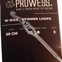 Bas de Ligne Prowess W-RIGS Spinner Loops 20cm 30lbs (par 3)