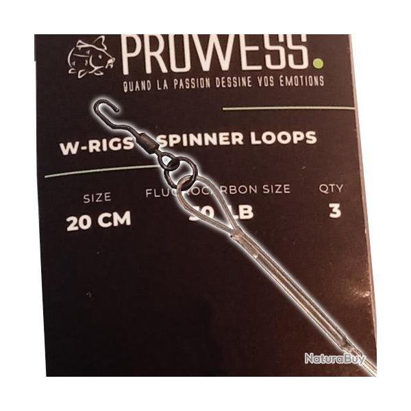 Bas de Ligne Prowess W-RIGS Spinner Loops 20cm 30lbs (par 3)