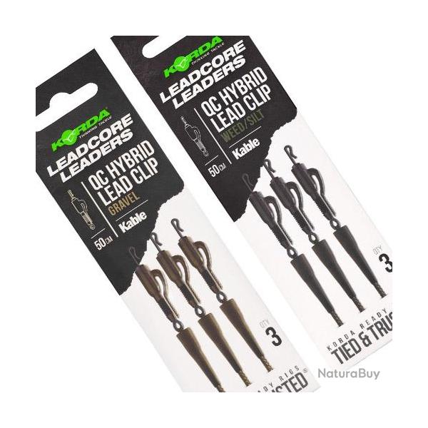 Montage Korda Kable Leadcore Hybrid LC QC Swivel 50cm (par 3) Weed