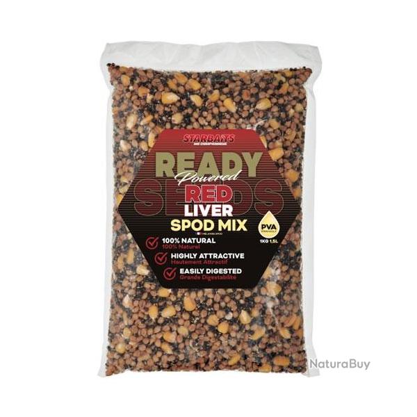 Graines Starbaits Ready Seeds Spod Mix 1kg Red Liver