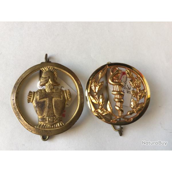 VENDU PAR LE-CUIRASSIER N 2 LOT DE 2 INSIGNES DE BRET GENIE ET MDECINE