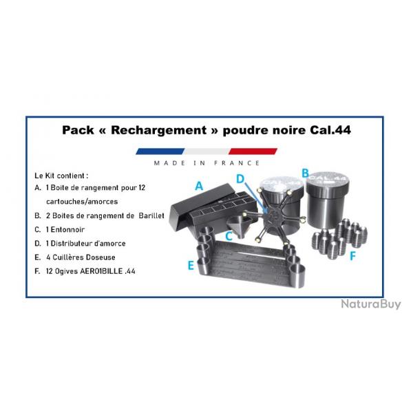 Pack bote de rangement cartouche & barillet & cuillre doseuse & slugs pour poudre noire cal.44