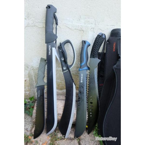 Lot de 5 Kukkri Machette Lame Acier 3Cr13 Manche ABS Etui Nylon Survie Set Treckking Alaska Outlaw