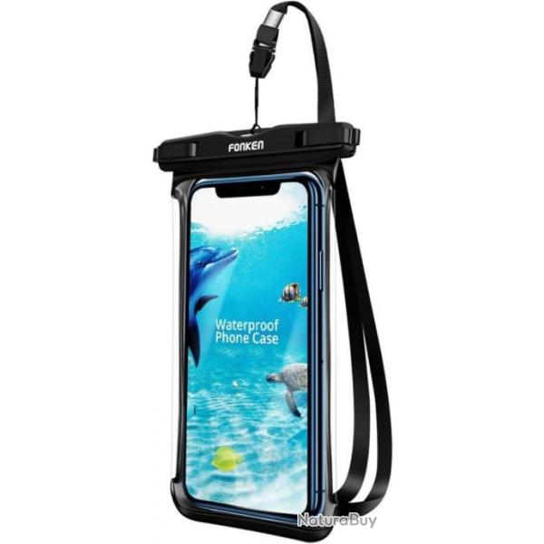 Pochette Tlphone Etanche, 6.5 Pouces  IP68 Transparent Sac Sec Pochette de Natation Noir