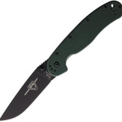 Couteau Ontario RAT 1 Green Lame Acier S35VN Black Manche G10 Linerlock Clip  ON8991