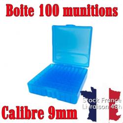 Boite 100 munitions 9mm parabellum bleu transparent - Envoi rapide depuis la France