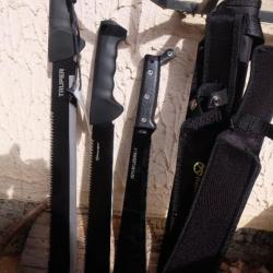 Lot de 3 Machette Military Camp De Base Lame Acier 3Cr13 Black Manche ABS Etui Nylon Survie Jungle01