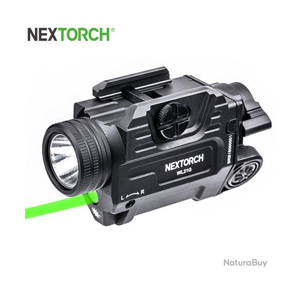 Lampe arme de poing Nextorch WL21G - 650Lumens + laser vert - Fixation sur rail