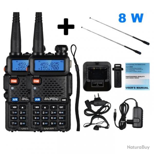 2pcs Rel 8W Radio Bidirectionnelle VHF UHF FM, Porte 16km - Chasse Camping