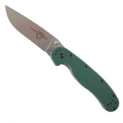 Couteau Ontario RAT 1 Green Lame Acier S35VN Stonewash Manche G10 Linerlock Clip ON8992