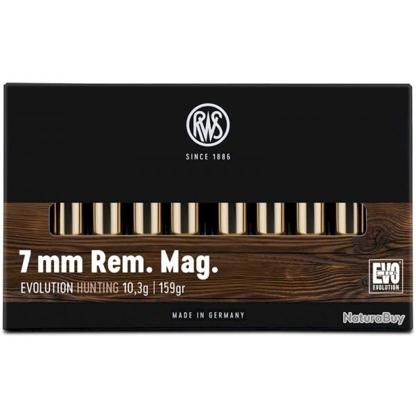 Munitions RWS Cal.7mm Rem. Mag. EVO 10.3g 159 gr par 20