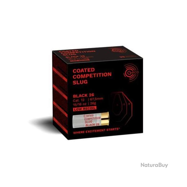 Cartouche GECO coated comptition slug black cal.12/67.5 26g par 100