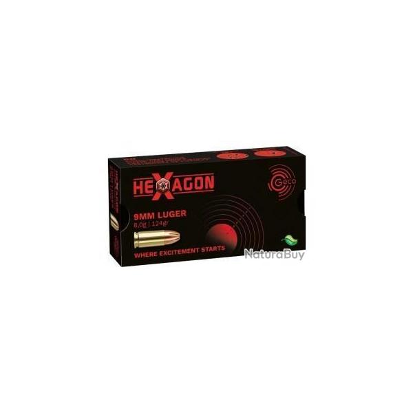 Munitions GECO cal.9mm luger hexagon 8g 124gr par 50