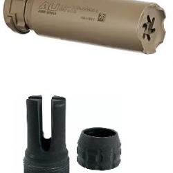 Pack Silencieux Ase Utra Dual Short 556-S-BL - 223 / 222 - Cerakote FDE + Cache flamme