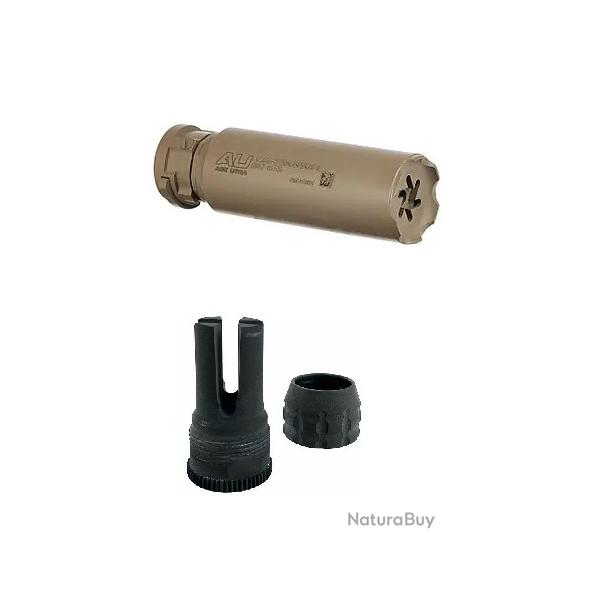 Pack Silencieux Ase Utra Dual Short 556-S-BL - 223 / 222 - Cerakote FDE + Cache flamme