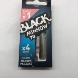 leurres souples Fiiish black minnow 90 x4 corps marron pailleté