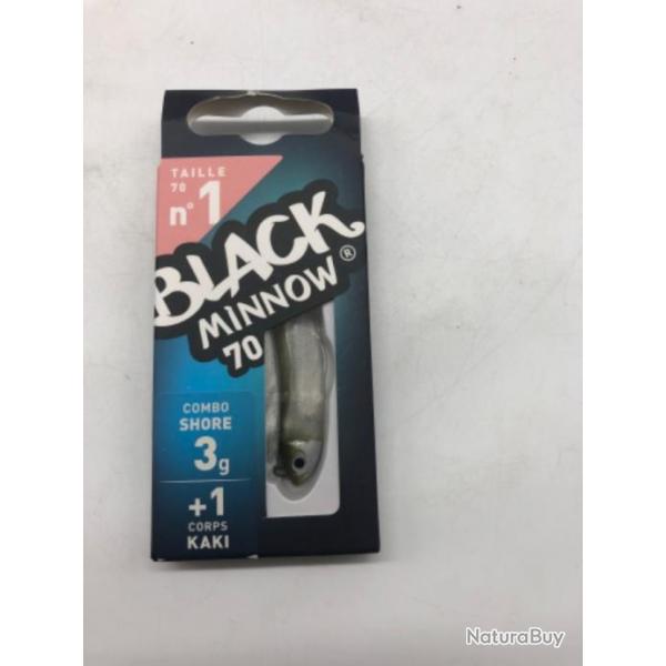 combo leurres souples Fiiish black minnow 70 combo shore 3g + 1 corps kaki