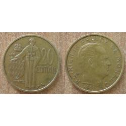 Monaco 20 Centimes 1962 prince Rainier Franc Principaute