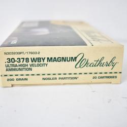 1 Boite de Balles Weatherby 30-378 WBY magnum Nosler