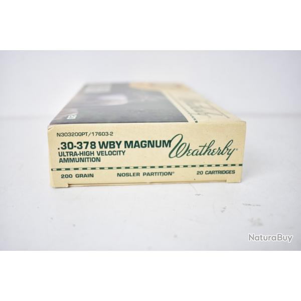 1 Boite de Balles Weatherby 30-378 WBY magnum Nosler