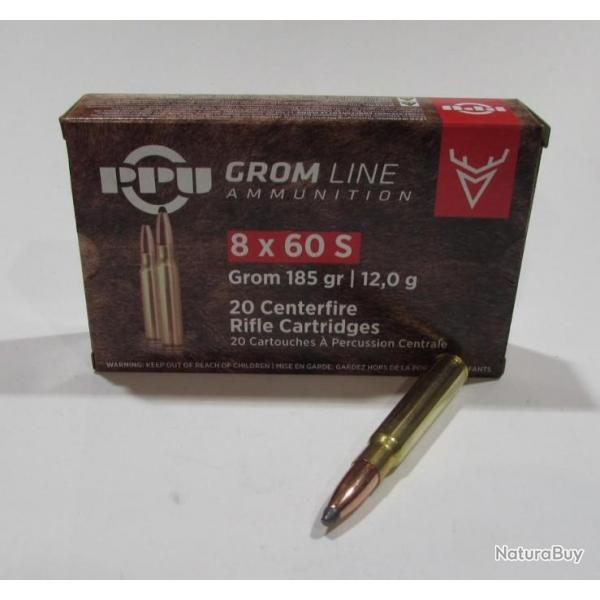 2 boites neuve de 20 cartouches Partizan  de calibre 8x60S, 185 grains , GROM