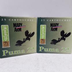 7005 C  LOT DE 100 CARTOUCHES MARY ARM PUMA 22 CAL28  EN 22G BOURRE JUPE NEUF PLOMB 6