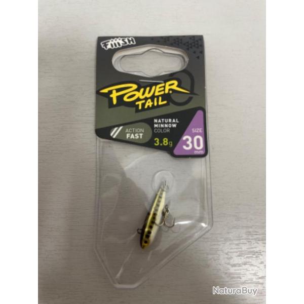 !! LEURRE FIIISH POWER TAIL 30mm col NATURAL MINNOW