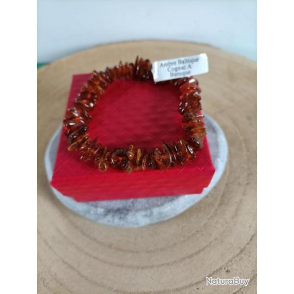 Bracelet en Ambre Baltique Cognac avec crin Rf : N331