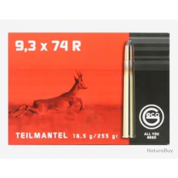 20 Munitions Geco 9,3x74 R Teilmantel  SP 16,5g - 255gr