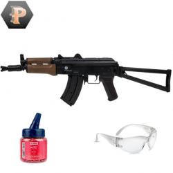 Réplique longue Kalashnikov AKS-74U Spring cal.6mm + billes + lunette