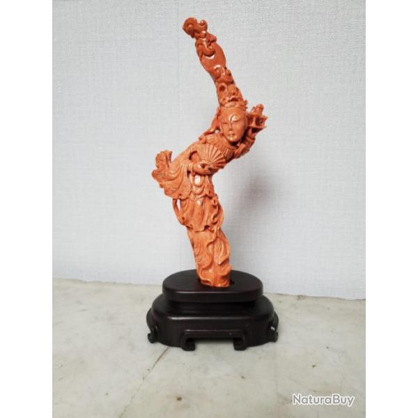 Sculpture - Corail Rouge Orang Sur Socle