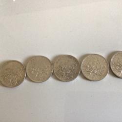 lot de 5 pieces de 5 francs semeuse ARGENT