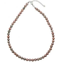 Collier en porphyre impérial rouge - Perles rondes 8 mm - 46 cm