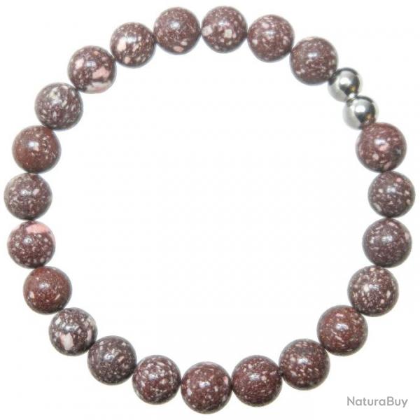 Bracelet en porphyre imprial rouge - perles rondes 8 mm