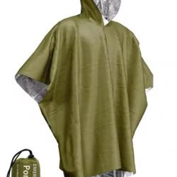 Poncho D'urgence jetable imperméable et coupe vent , ultra compact et ultra léger. Vert OD Green