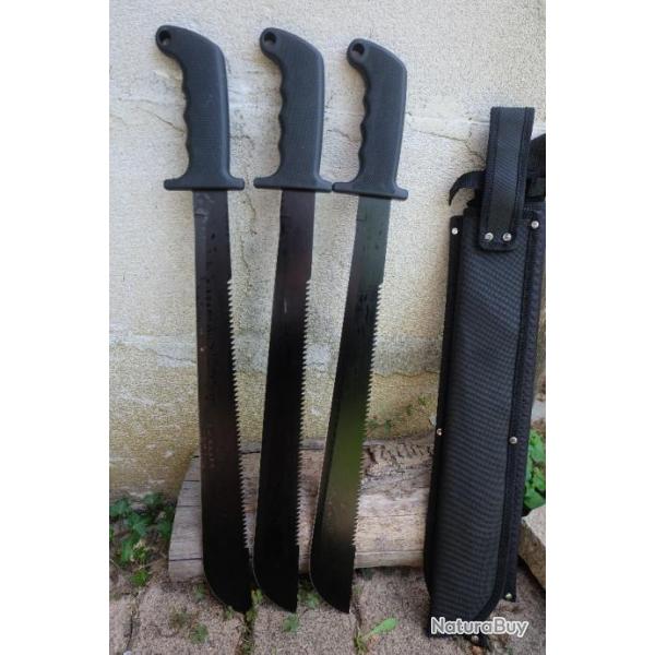 Lot de 3 Machette Military Amazonas Lame Acier 3Cr13 Manche ABS Etui Nylon Survie Trekking Amazonie