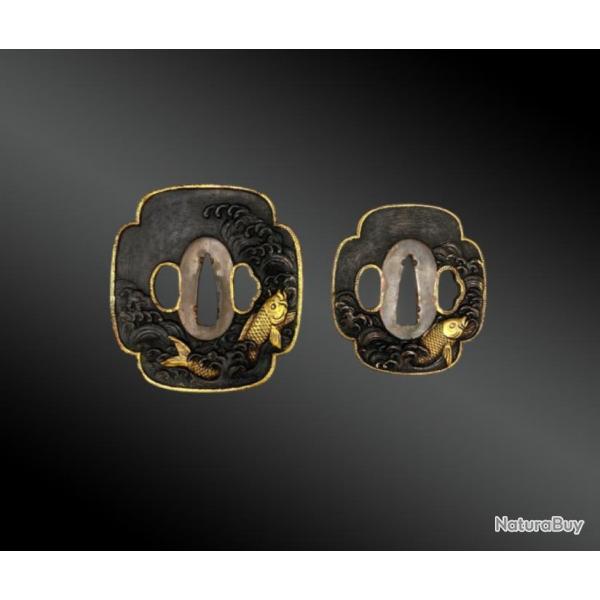 Paire De Tsuba Pour Daisho. Japon - poque Edo (1603 - 1868), XIXe Sicle